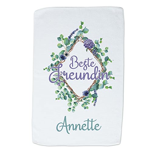 GRAZDesign Geschirrtuch mit Motiv, mit Namen personalisiert, als Geschenk zum Geburtstag, Weihnachten, weiß, als Geschenk, 40x60cm (Freundin) von GRAZDesign