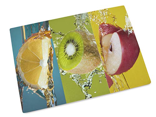 GRAZDesign Glas-Schneidebrettchen, Frühstücksbrettchen als Geschenk, Motiv Obst mit Bunt, Maße 20 x 28,5cm von GRAZDesign