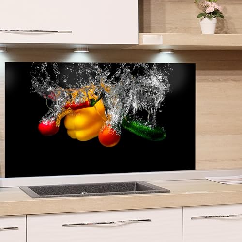 GRAZDesign Glas Spritzschutz Küche mit Gemüse-Design Küchenrückwand aus bruchfestem Glas Leicht zu reinigen - 80x50cm von GRAZDesign