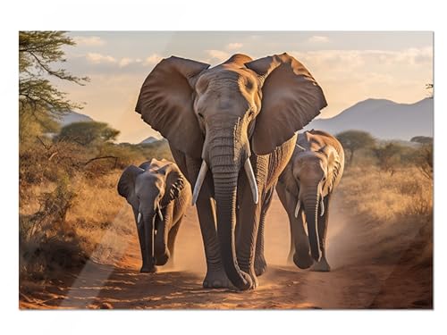 GRAZDesign Glasbild Elefanten Glasbilder Afrika Wandbilder aus Glas, Wanddeko Wohnzimmer, Küche, Flur, Büro - 80x50cm GRAZDesign Glasbild Elefanten Glasbilder Afrika Wandbilder aus Glas, Wanddeko Wohnzimmer, Küche, Flur, Büro - 80x50cm von GRAZDesign