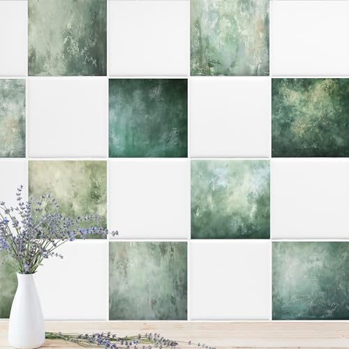 GRAZDesign Grüne Mosaikfliesen Set - 3D Effekt selbstklebend für Wanddekoration, Küche & Bad - 20x20cm / 20 Stück von GRAZDesign