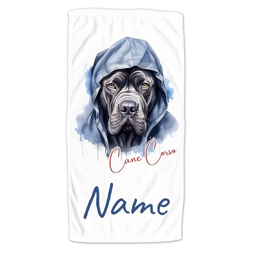 GRAZDesign Handtuch Hund mit Namen personalisiert, Cane Corso Cooles Motiv auf Duschtuch, Badetuch oder als Strandtuch - 70x140cm von GRAZDesign