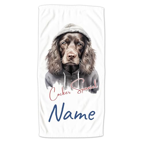 GRAZDesign Handtuch Hund mit Namen personalisiert, Cocker Spaniel Cooles Motiv auf Duschtuch, Badetuch oder als Strandtuch - 70x140cm von GRAZDesign