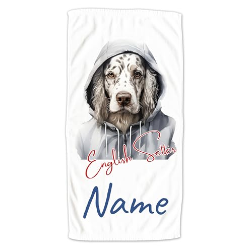 GRAZDesign Handtuch Hund mit Namen personalisiert, English Setter Cooles Motiv auf Duschtuch, Badetuch oder als Strandtuch - 70x140cm von GRAZDesign