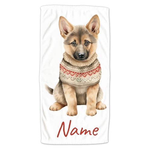 GRAZDesign Handtuch Hund mit Namen personalisiert Baby Tiere als Badetuch, Saunatauch, Hunde Motive Schäferhund - 140x70cm von GRAZDesign