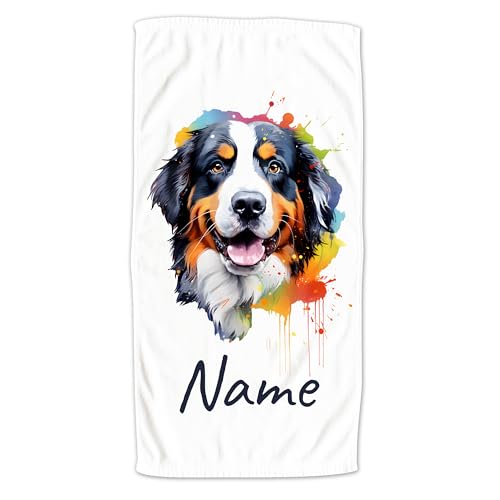 GRAZDesign Handtuch Hund mit Namen personalisiert Berner Sennenhund für Kinder & Erwachsende, Badetuch Saunatuch in Zwei Größen - 140x70cm von GRAZDesign