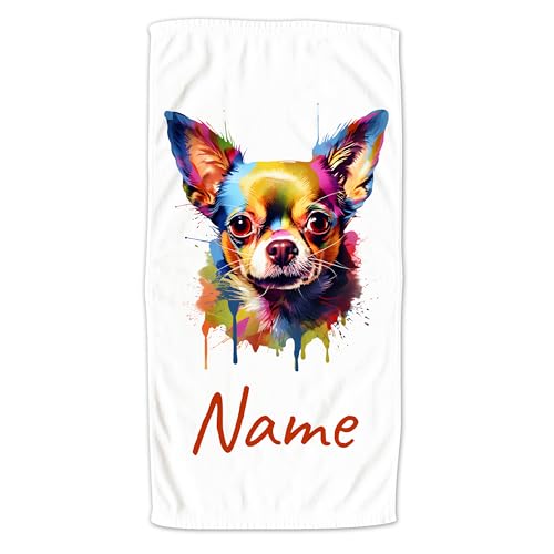 GRAZDesign Handtuch Hund mit Namen personalisiert Chihuahua für Kinder & Erwachsende, Badetuch Saunatuch in Zwei Größen - 100x50cm von GRAZDesign