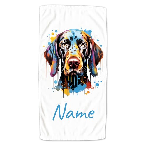 GRAZDesign Handtuch Hund mit Namen personalisiert German Shorthaired Pointer - Deutsch Kurzhaar für Kinder & Erwachsende, Badetuch Saunatuch in Zwei Größen - 140x70cm von GRAZDesign