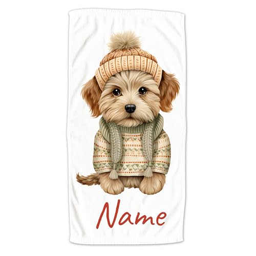 GRAZDesign Handtuch Hund mit Namen personalisiert Welpe Tiere als Badetuch, Saunatauch, mit Hunde Motiv - 140x70cm von GRAZDesign
