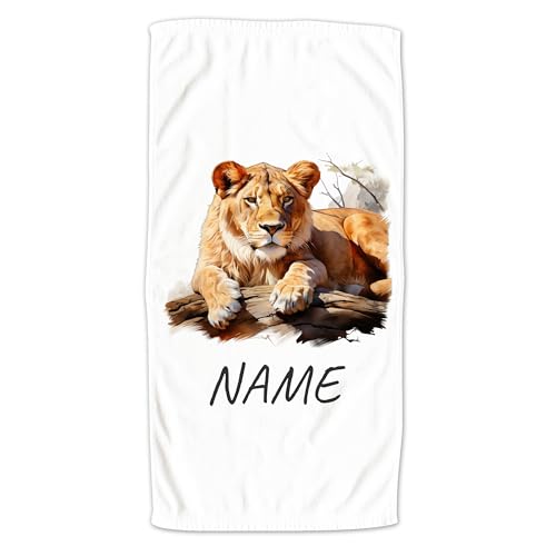 GRAZDesign Handtuch Tiger Safari mit Namen personalisiert, Badetuch, Strandtuch für Erwachsene und Kinder - 140x70cm von GRAZDesign