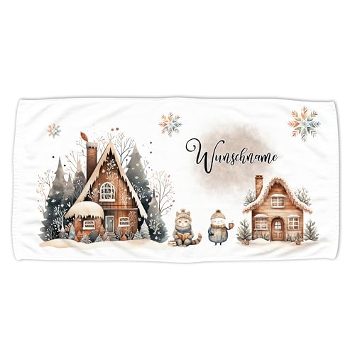 GRAZDesign Handtuch Weihnachten mit Namen personalisiert, Weihnachtsmotiv für Kinder und Erwachsende, Badetuch als Geschenk - 140x70cm von GRAZDesign