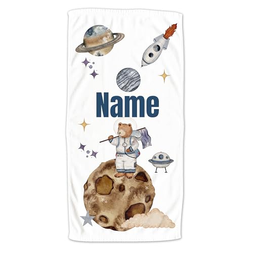 GRAZDesign Handtuch Weltall Jungen mit Namen personalisiert, Badetuch in Zwei Größen - 100x50cm von GRAZDesign