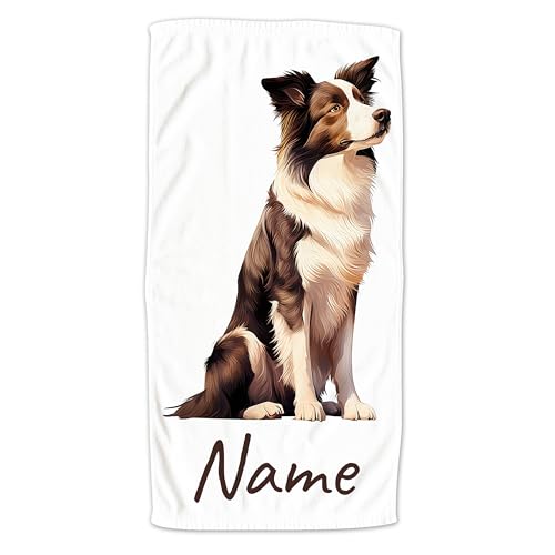GRAZDesign Handtuch mit Hund und Namen personalisiert, Border Collie auf Duschtuch, Badetuch in Zwei Größen - 140x70cm von GRAZDesign