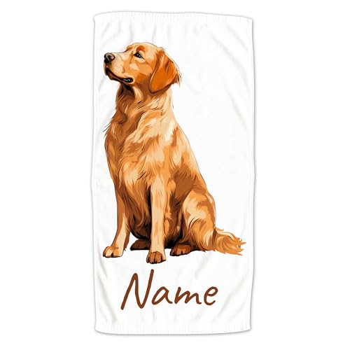GRAZDesign Handtuch mit Hund und Namen personalisiert, Golden Retriever auf Duschtuch, Badetuch in Zwei Größen - 100x50cm von GRAZDesign