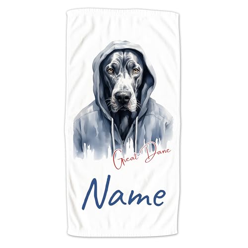 GRAZDesign Handtuch mit Hund und Namen personalisiert, Great Dane auf Duschtuch, Badetuch in Zwei Größen - 140x70cm von GRAZDesign