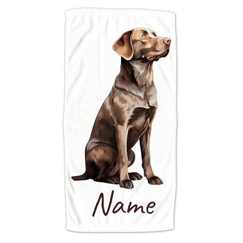 GRAZDesign Handtuch mit Hund und Namen personalisiert, Labrador Retriever auf Duschtuch, Badetuch in Zwei Größen - 140x70cm von GRAZDesign