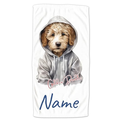 GRAZDesign Handtuch mit Hund und Namen personalisiert Golden Doodle auf Duschtuch, Badetuch in Zwei Größen - 100x50cm von GRAZDesign