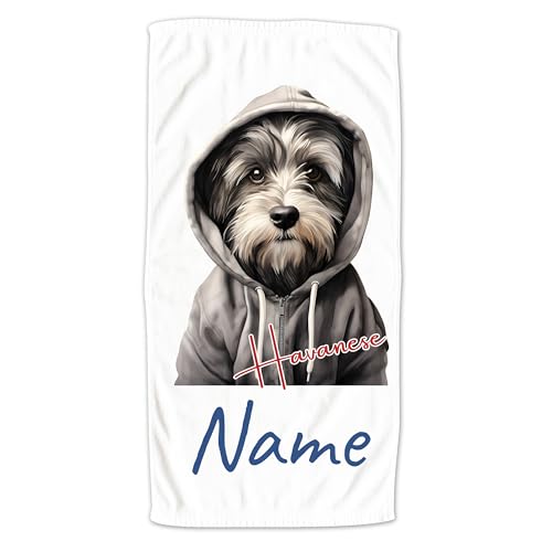 GRAZDesign Handtuch mit Hund und Namen personalisiert Havanese auf Duschtuch, Badetuch in Zwei Größen - 140x70cm von GRAZDesign