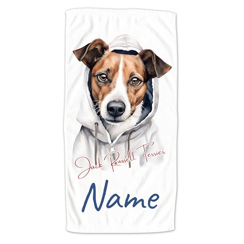 GRAZDesign Handtuch mit Hund und Namen personalisiert Jack Russell Terrier auf Duschtuch, Badetuch in Zwei Größen - 140x70cm von GRAZDesign