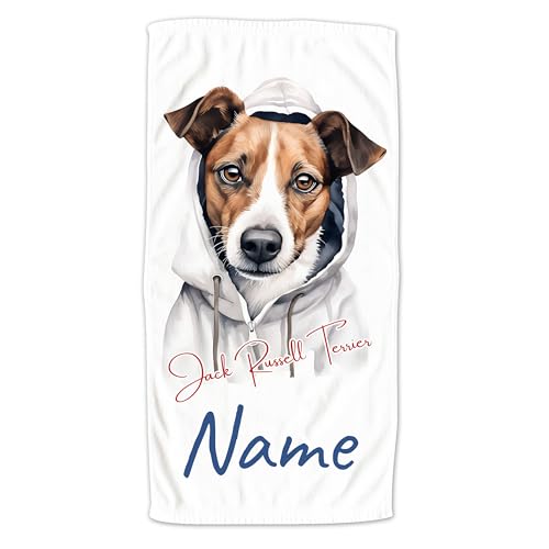 GRAZDesign Handtuch mit Hund und Namen personalisiert Jack Russell Terrier auf Duschtuch, Badetuch in Zwei Größen - 140x70cm von GRAZDesign