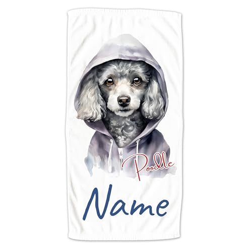 GRAZDesign Handtuch mit Hund und Namen personalisiert Pudel Poodle auf Duschtuch, Badetuch - 140x70cm von GRAZDesign