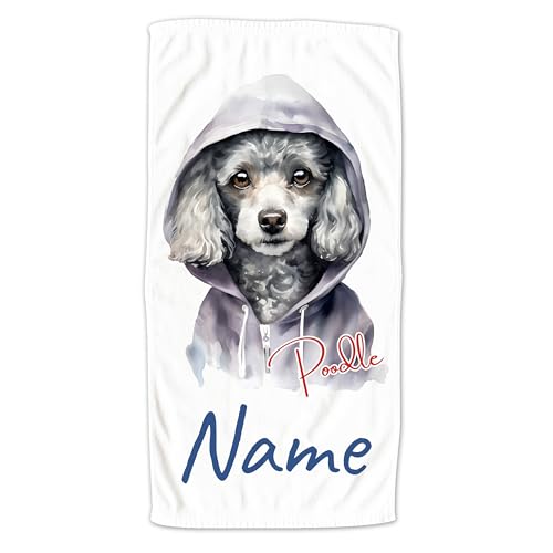 GRAZDesign Handtuch mit Hund und Namen personalisiert Pudel Poodle auf Duschtuch, Badetuch in Zwei Größen - 100x50cm von GRAZDesign