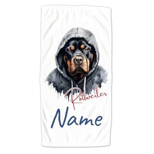 GRAZDesign Handtuch mit Hund und Namen personalisiert Rottweiler auf Duschtuch, Badetuch - 140x70cm von GRAZDesign