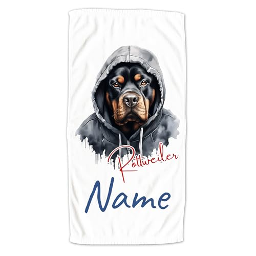 GRAZDesign Handtuch mit Hund und Namen personalisiert Rottweiler auf Duschtuch, Badetuch in Zwei Größen - 140x70cm von GRAZDesign