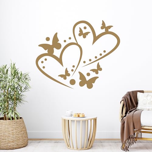 GRAZDesign Herz Wandtattoo mit Schmetterlinge Wandaufkleber für Wohnzimmer Schlafzimmer Kinderzimmer Flur - Wanddekoration - 37x30cm / rot von GRAZDesign