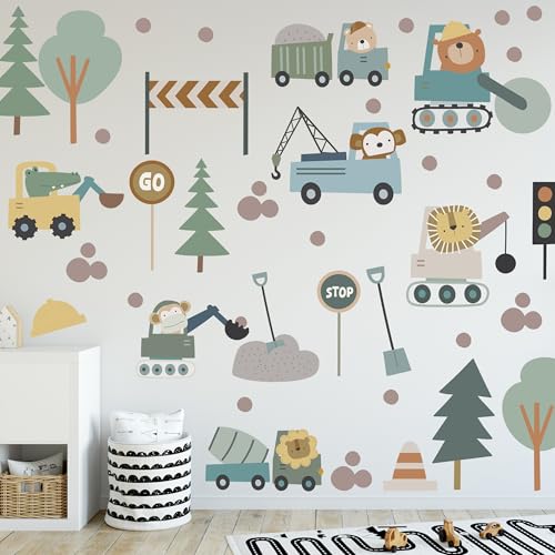 GRAZDesign Kinder Wandtattoo Baustelle Design - Niedliche Tiermotive mit Fahrzeugen - Wanddekoration für Jungenzimmer - Selbstklebend und ablösbar GRAZDesign Kinder Wandtattoo Baustelle Design - Niedliche Tiermotive mit Fahrzeugen - Wanddekoration für Jungenzimmer - Selbstklebend und ablösbar von GRAZDesign