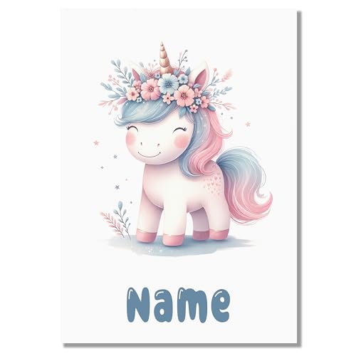 GRAZDesign Kinderzimmer Wandbild Einhorn mit Namen personalisiert - A4 Bilder Babyzimmer rosa Deko Mädchen GRAZDesign Kinderzimmer Wandbild Einhorn mit Namen personalisiert - A4 Bilder Babyzimmer rosa Deko Mädchen von GRAZDesign