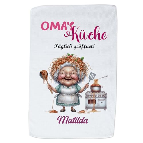 GRAZDesign Küchentuch Oma mit Namen, Geschenk für Oma, Großeltern, Geschirrtuch personalisiert 60x40cm GRAZDesign Küchentuch Oma mit Namen, Geschenk für Oma, Großeltern, Geschirrtuch personalisiert 60x40cm von GRAZDesign