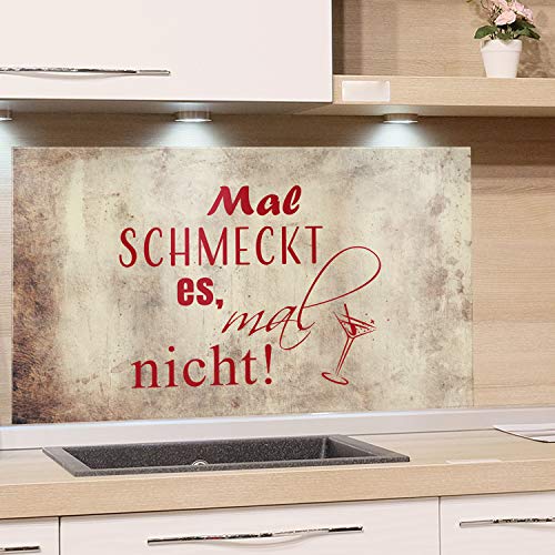 GRAZDesign Spritzschutz Küche braun - Spruch Mal schmeckt es, mal Nicht - Glasrückwand Rückwand Küchenrückwand aus ESG Glas 80x60cm von GRAZDesign