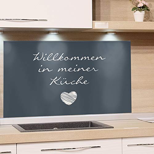 GRAZDesign Spritzschutz Glas Nischenrückwand Türkis - Küche Glasrückwand Herz - Küchenrückwand Glas Küchenspruch / 80x50cm von GRAZDesign