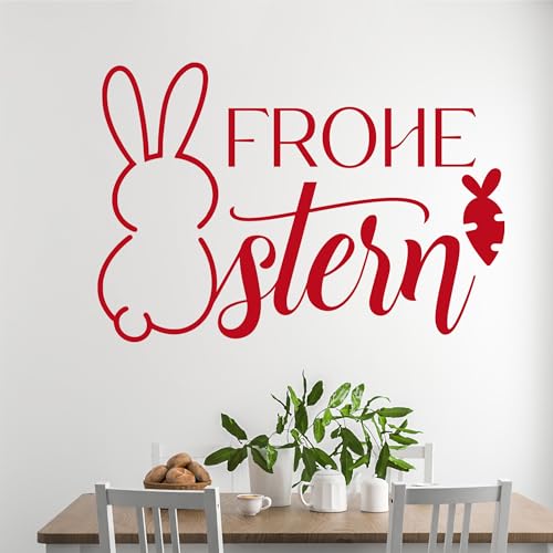 GRAZDesign Ostern Wandtattoo Osterhase als Wandaufkleber Tür, Schrank, Wand - Selbstklebende Folie - Frohe Ostern - 83x57cm / lindgrün von GRAZDesign