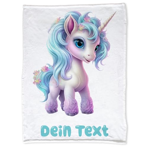 GRAZDesign Personalisierte Babydecke mit Namen Einhorn für Mädchen, Kuscheldecke für Babys und Kleinkind, Geschenk zur Geburt, Taufe 100x75cm - Kuscheldecke von GRAZDesign