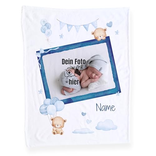 GRAZDesign Personalisierte Babydecke mit Namen und Foto Jungen Baby Geschenke für Neugeborene Kuscheldecke aus Fleece GRAZDesign Personalisierte Babydecke mit Namen und Foto Jungen Baby Geschenke für Neugeborene Kuscheldecke aus Fleece von GRAZDesign