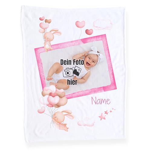 GRAZDesign Personalisierte Babydecke mit Namen und Foto Mädchen Baby Geschenke Geburtsgeschenk für Neugeborene Kuscheldecke aus Fleece GRAZDesign Personalisierte Babydecke mit Namen und Foto Mädchen Baby Geschenke Geburtsgeschenk für Neugeborene Kuscheldecke aus Fleece von GRAZDesign