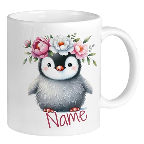 GRAZDesign Personalisierte Tasse Pinguin mit Namen personalisiert Kinderbecher Kinder Mädchen von GRAZDesign