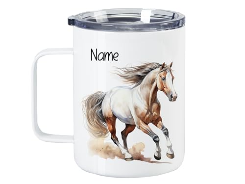 GRAZDesign Personalisierter Becher Pferd mit Namen, Wanderbecher Edelstahl Becher 400ml von GRAZDesign