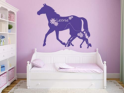 GRAZDesign Pferde Wandtattoo Kinderzimmer Mädchen Pferd mit Namen personalisiert, Mädchenzimmer Deko - 60x50cm / 042 flieder von GRAZDesign