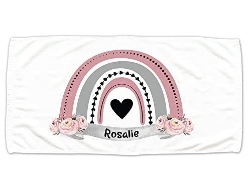 GRAZDesign Regenbogen Kinder Handtuch mit Namen Badetuch für Mädchen von 2-10 Jahren Strandhandtuch Strandtuch 100x50cm von GRAZDesign
