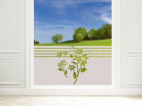 Sichtschutz Fenster Duschtür Dusche Milchglasfolie für Badezimmer Blumen Blüten / 90x57cm von GRAZDesign