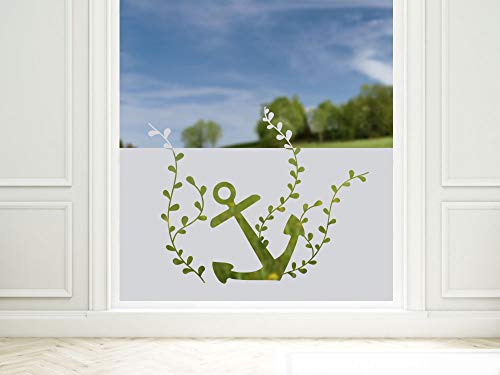 GRAZDesign Fensterfolie Bad Blickdicht Anker - Sichtschutzfolie maritim Badezimmer - für Dusche & Fenster - 100x57cm / Silbergrau von GRAZDesign