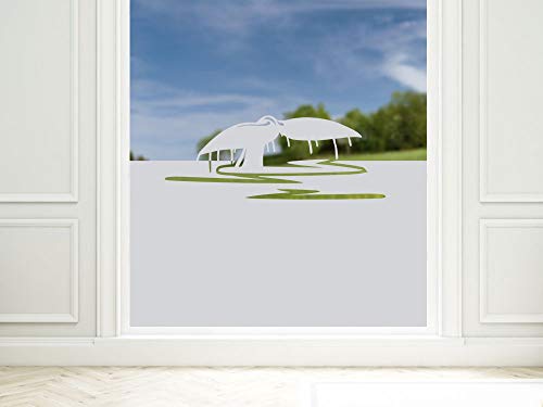 GRAZDesign Fensterfolie Bad Blickdicht Wal - Sichtschutzfolie maritim Badezimmer - für Dusche & Fenster - 80x57cm / Silbergrau von GRAZDesign