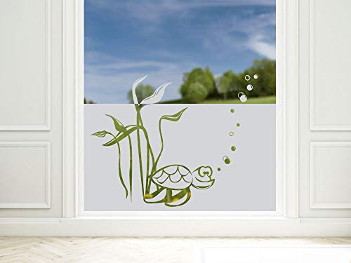GRAZDesign Fensterfolie Bad Blickdicht Schildkröte - Sichtschutzfolie maritim Badezimmer - für Dusche & Fenster - 90x57cm / Silbergrau von GRAZDesign