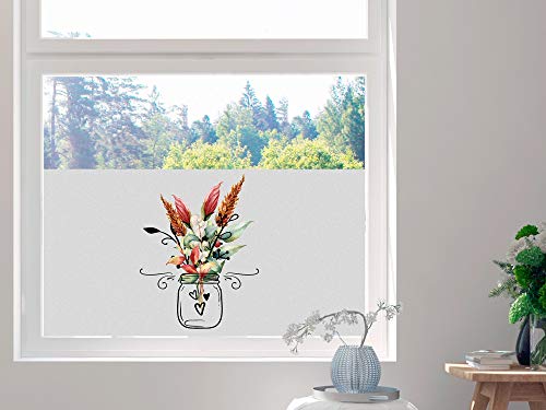 GRAZDesign Sichtschutzfolie Blumen, Fensterfolie für Küche, Wohnzimmer, Blickdichte Folie / 60x57cm von GRAZDesign