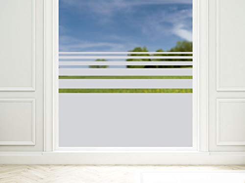 GRAZDesign Fensterfolie Streifen Blickdicht, Sichtschutz Folie Milchglasfolie für Fenster, Glastür, Scheiben lichtdurchlässig - 90x57cm / Silber von GRAZDesign