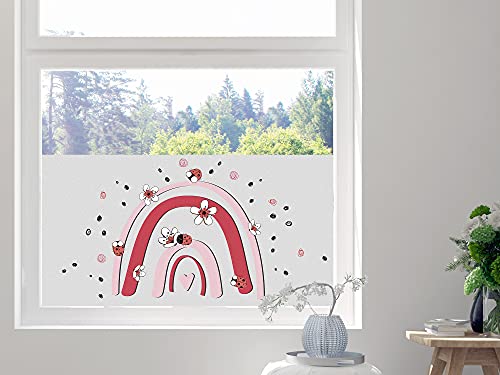 GRAZDesign Sichtschutzfolie Fensterfolie Regenbogen mit Blumen Kinderzimmer, Jugendzimmer, Wohnzimmer - Blickdicht und lichtdurchlässig / 110x57cm von GRAZDesign