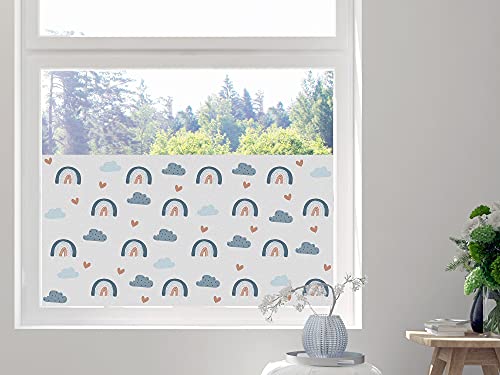 GRAZDesign Sichtschutzfolie Fensterfolie Regenbogen mit Wolken Kinderzimmer, Babyzimmer, Wohnzimmer - Blickdicht und lichtdurchlässig / 110x57cm von GRAZDesign